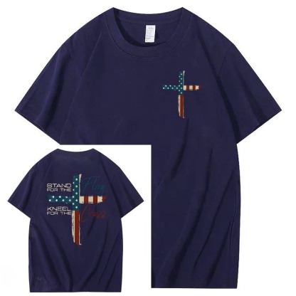 Stand For The Flag Kneel For The Cross 4th Of July T-Shirt