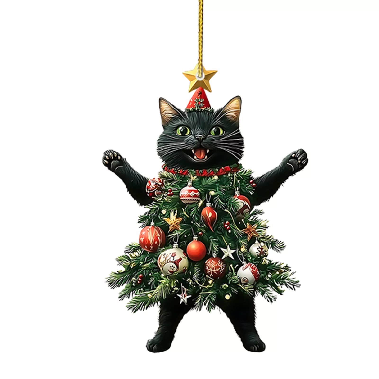 Funny Black and White Cats Christmas Ornament