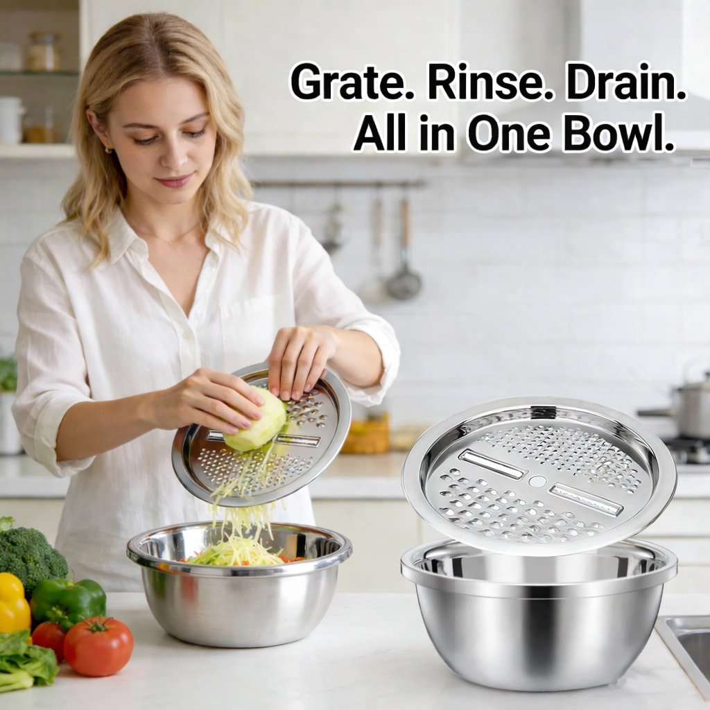 Stainless Steel Grater with Drain Basket🥕🥗