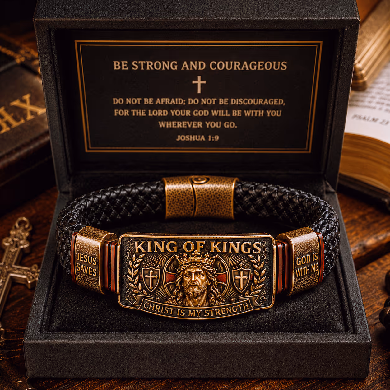 ✝️ King of Kings Faith Bracelet – Adjustable Christian Wristband Gift