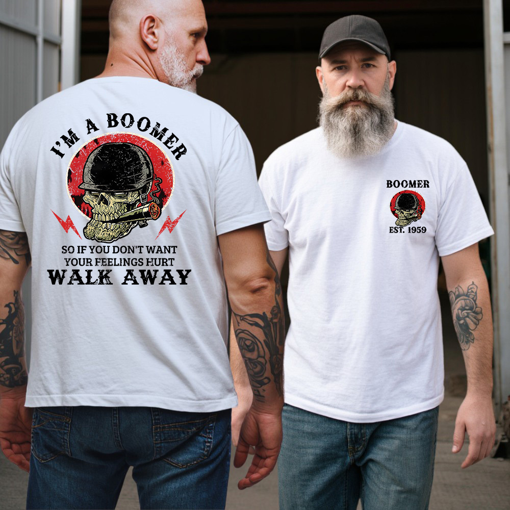 Boomer Skull Custom Birth Year T-Shirt , I'm A Boomer, Walk Away T-shirt