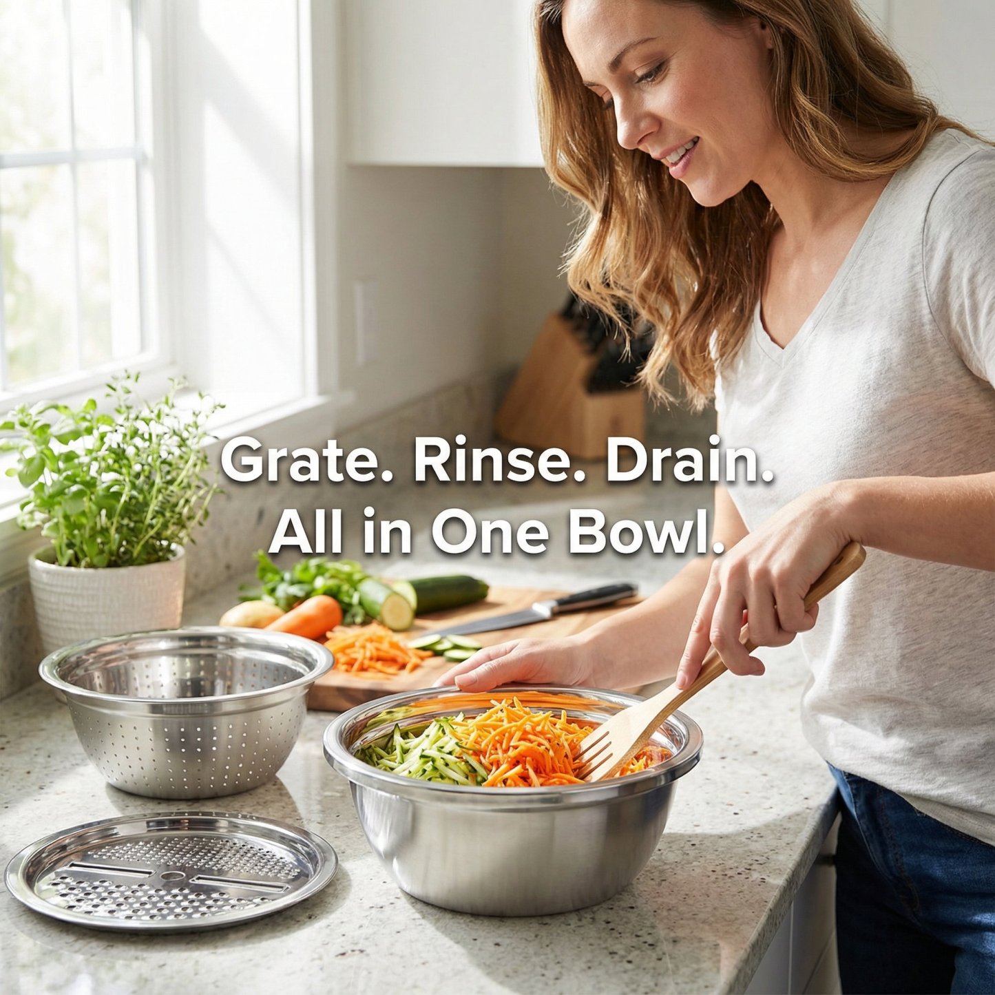 Stainless Steel Grater with Drain Basket