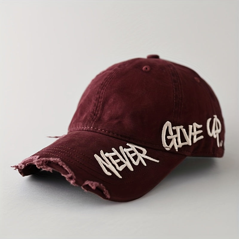 Never Give Up Distressed Cap