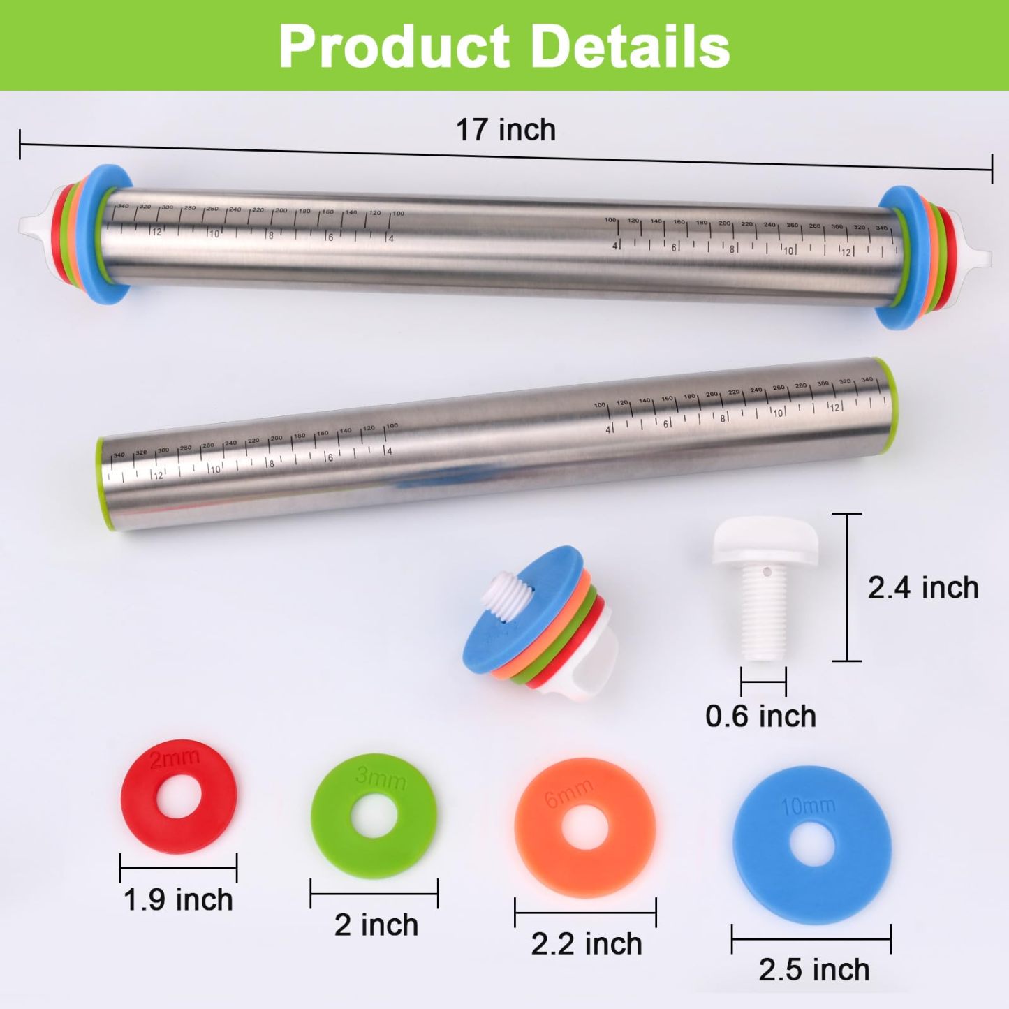 🎄Holiday Pre-Sale Save 49%🔥Adjustable Stainless Steel Rolling Pin with Thickness Rings