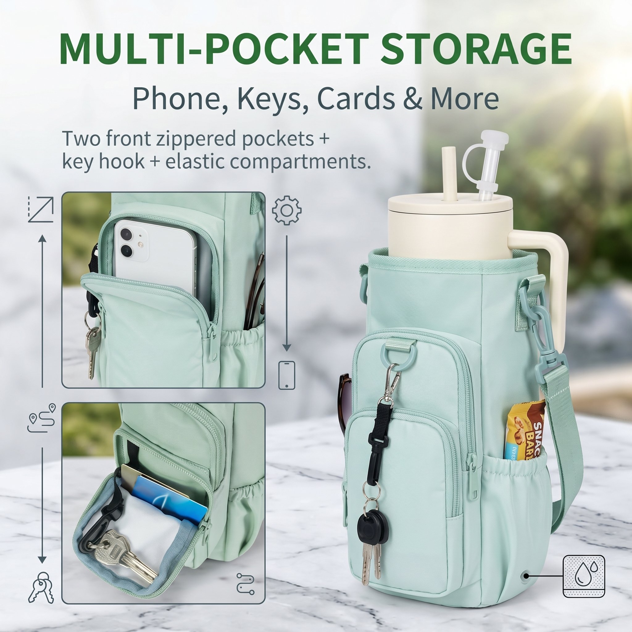 🎁Hot Sale Promotion 49% OFF🔥SportsNew 40oz Tumbler Water Bottle Carrier Bag – Durable, Convenient, Travel-Ready