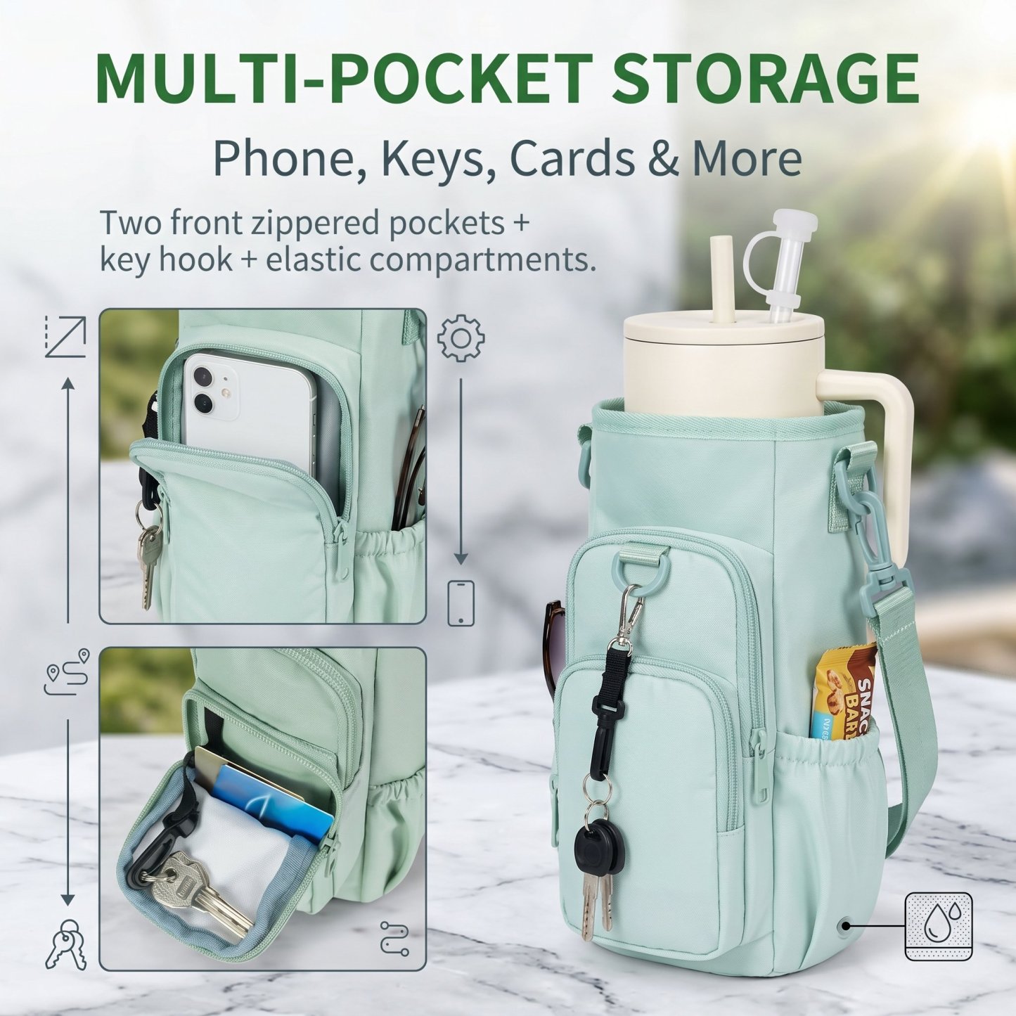 🎁Hot Sale Promotion 49% OFF🔥SportsNew 40oz Tumbler Water Bottle Carrier Bag – Durable, Convenient, Travel-Ready