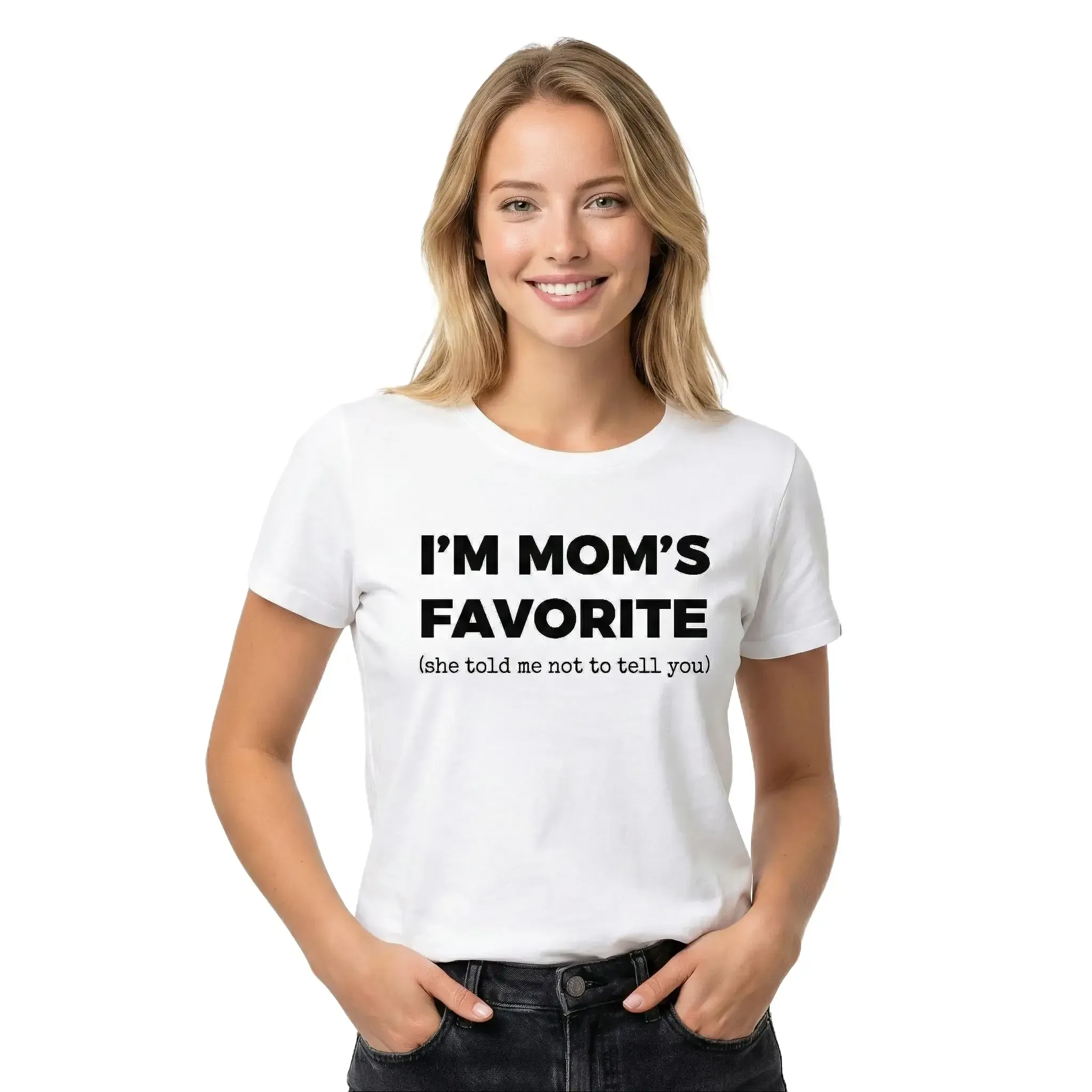 Funny Moms Favorite Son Daughter I'm Mom's Favorite T-Shirt Family Party Wear