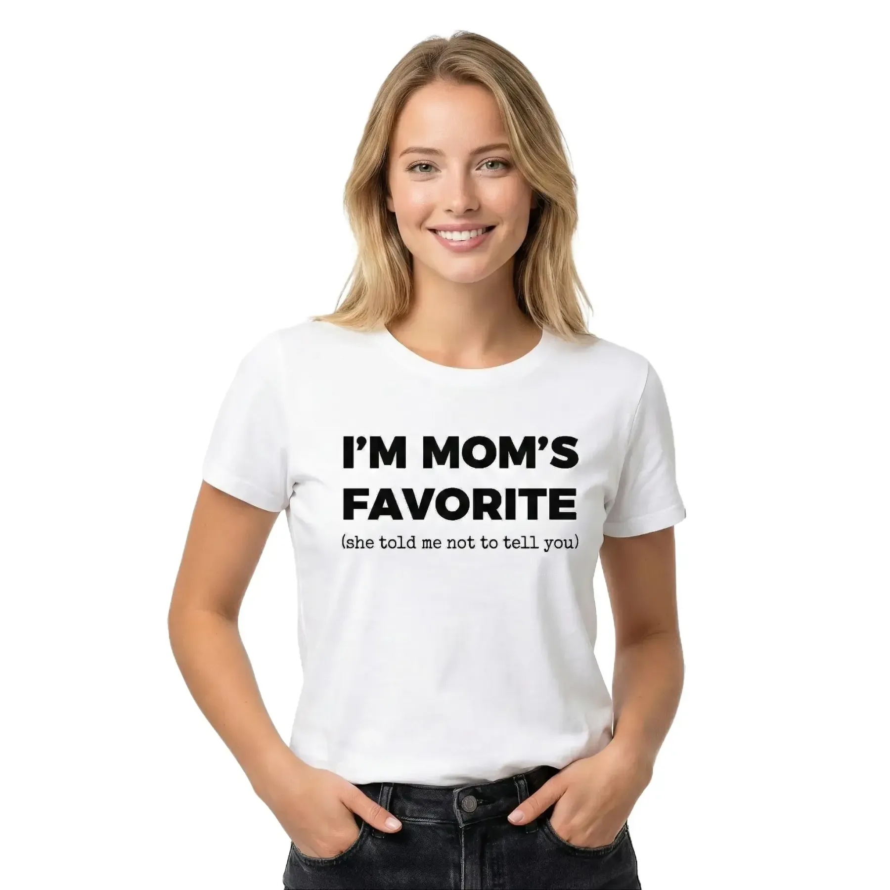 Funny Moms Favorite Son Daughter I'm Mom's Favorite T-Shirt Family Party Wear