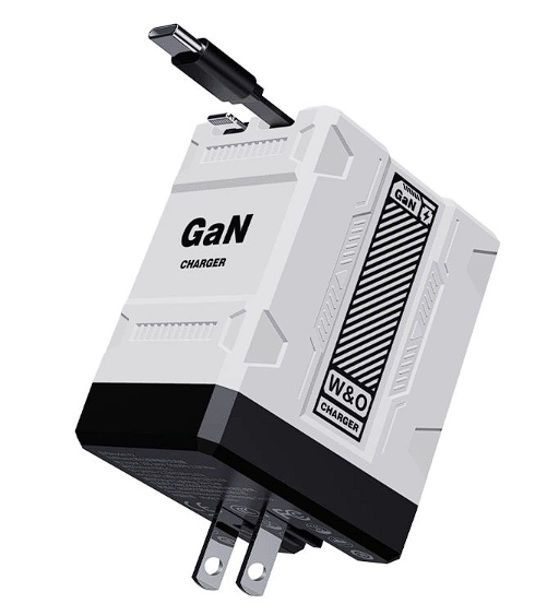 W&O 4-in-1 GaN PD3.0 Fast Charger with Retractable Cables