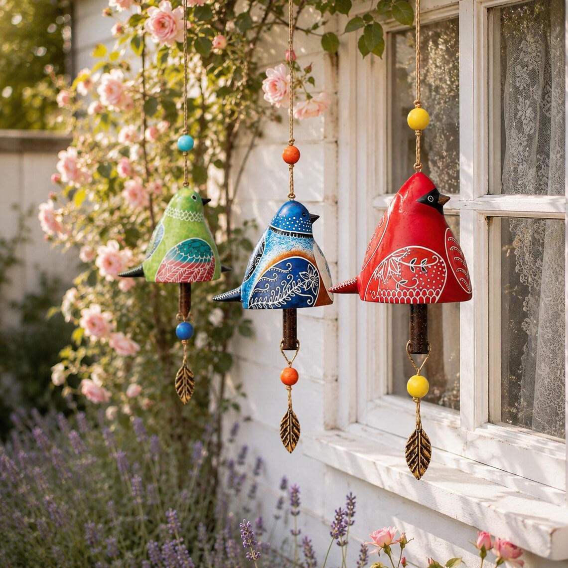 Hand-Painted Ceramic Bird wind Chimes
