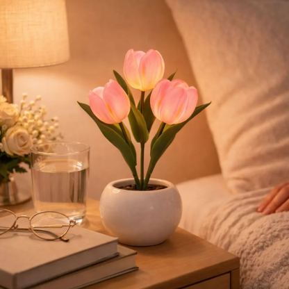LED Tulip Night Light  Dimmable Plug-in Romantic Flower Lamp Artificial Bloom Mother’s Day Gift