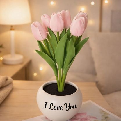 LED Tulip Night Light  Dimmable Plug-in Romantic Flower Lamp Artificial Bloom Mother’s Day Gift