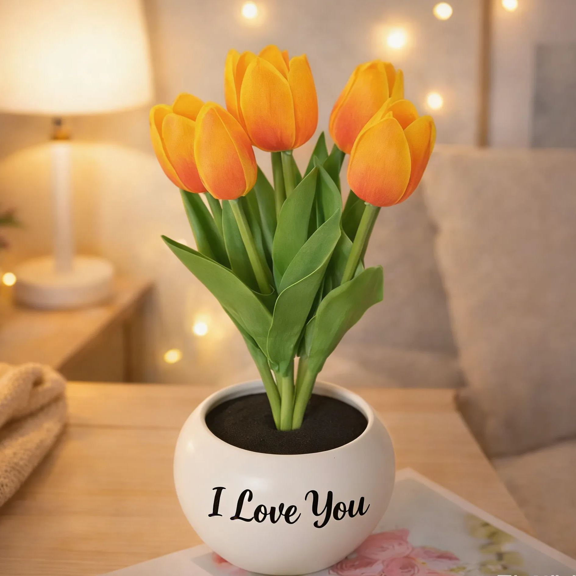 LED Tulip Night Light  Dimmable Plug-in Romantic Flower Lamp Artificial Bloom Mother’s Day Gift