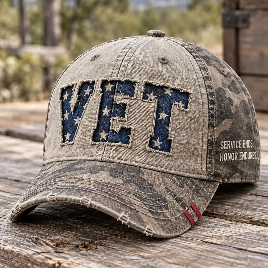 ⭐ Distressed “VET” American Flag Baseball Cap