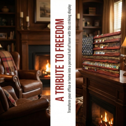 Challenge Coin Display Rack  Designed with an American Flag Motif