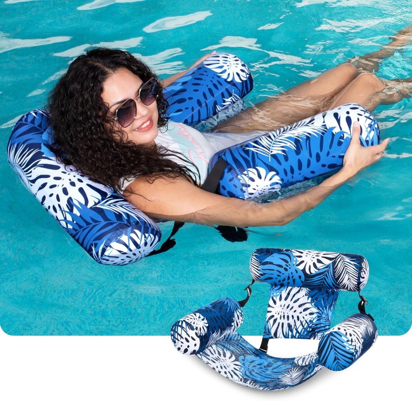 Inflatable Pool Hammock Float – Floating Lounge Chair with Mesh Seat, Headrest & Cooling Water Design