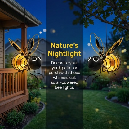 Hanging Bee Solar Light Decor for Outside