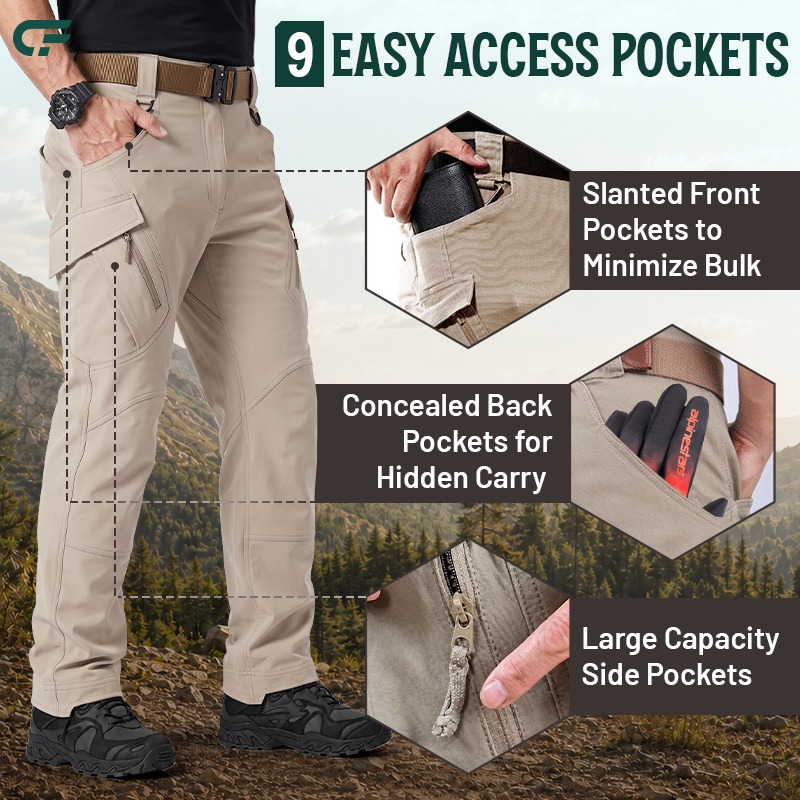 FlexCamo - Men's 9-Pocket Straight Fit Tactical Waterproof Pants