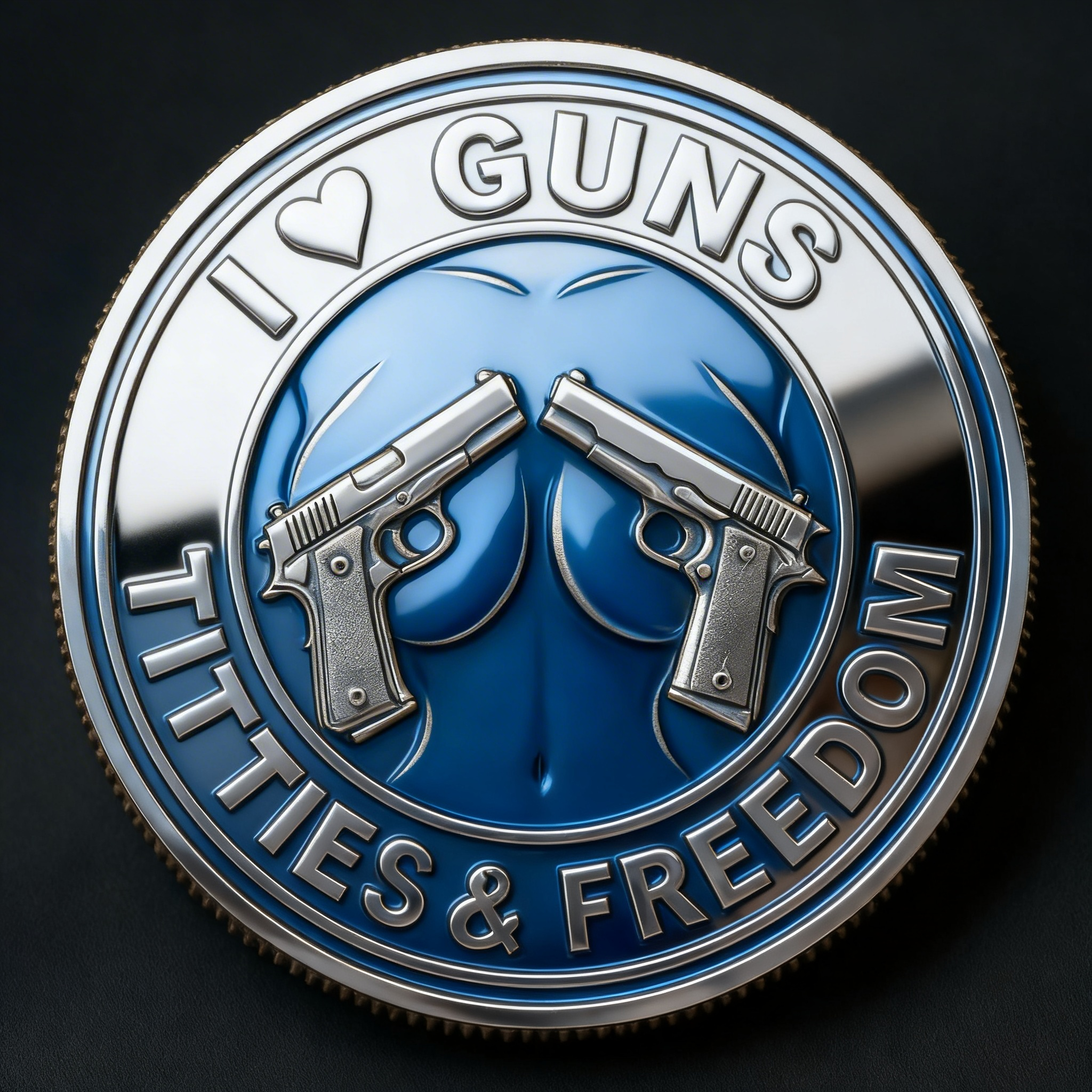 🔥 I Love Guns, Titties & Freedom – High-Relief Collectible Coin