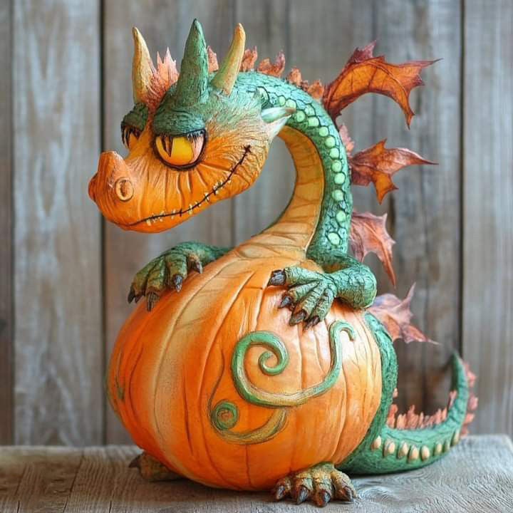 🎃🐉 Cute Pumpkin Dragon Ornament – The Guardian of Your Halloween Spirit!