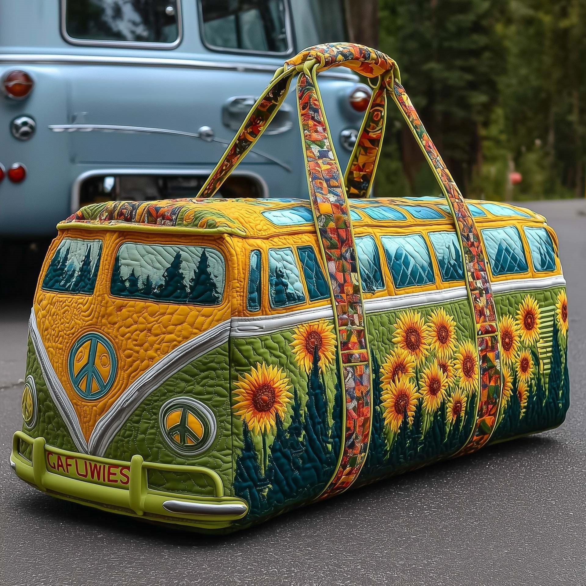 New Year Flash Sale - Hippie Van Quilted Duffle Bag