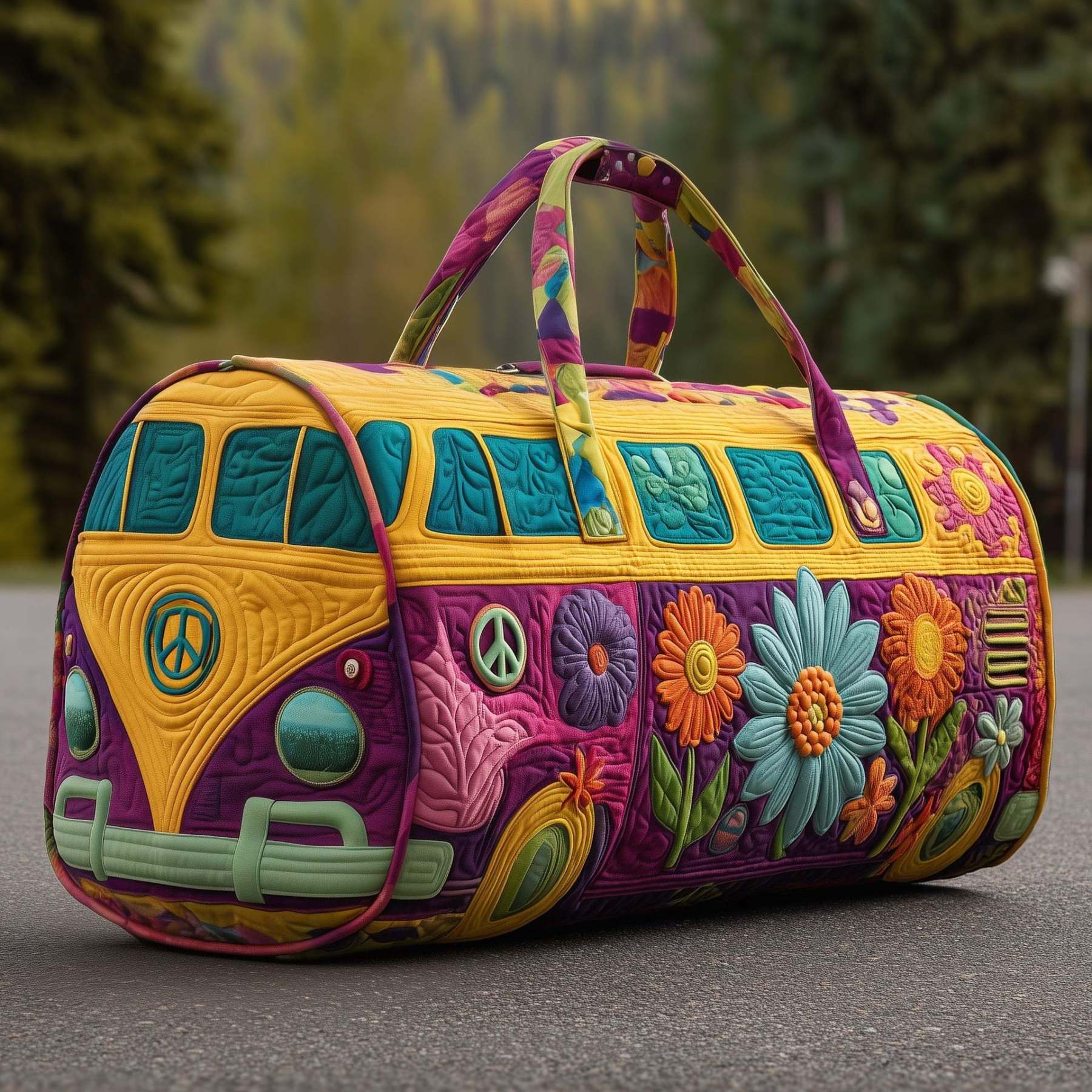 New Year Flash Sale - Hippie Van Quilted Duffle Bag