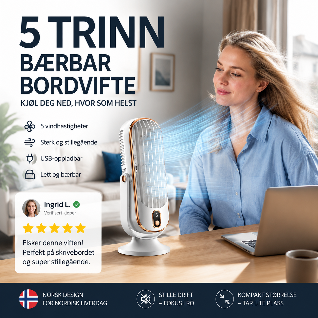 🥳2026 HOT SALE🥳💞50K+ SOLD!💨🌙 50% OFF! Portable Table Fan – 5 speeds, ultra‑quiet, gentle breeze. Perfect for bedroom or office. Stay cool without noise! 😴✨