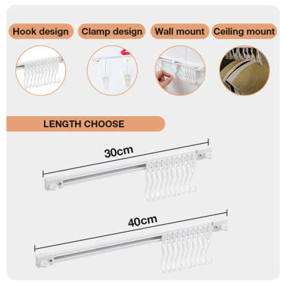 No-Drill  Slidable Track Organizer Hooks