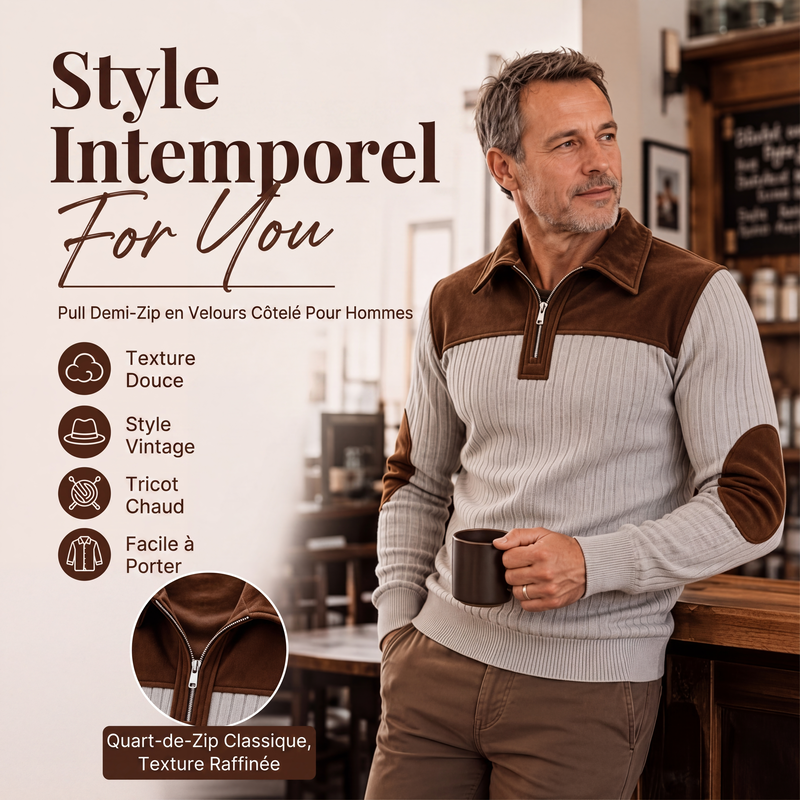 📢📢50% OFF!! ⏰ Men's half-zip corduroy-knit sweater