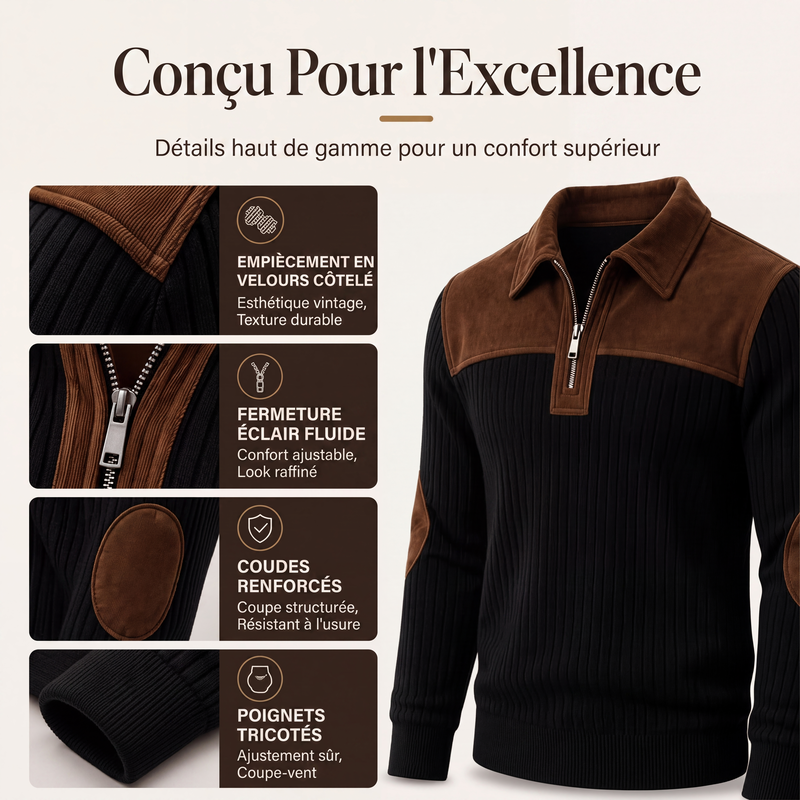 📢📢50% OFF!! ⏰ Men's half-zip corduroy-knit sweater