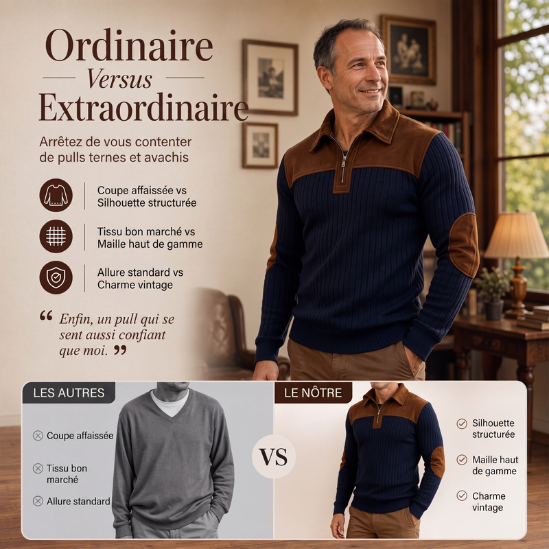 📢📢50% OFF!! ⏰ Men's half-zip corduroy-knit sweater