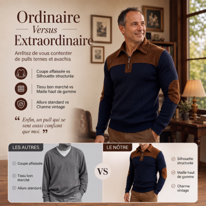📢📢50% OFF!! ⏰ Men's half-zip corduroy-knit sweater