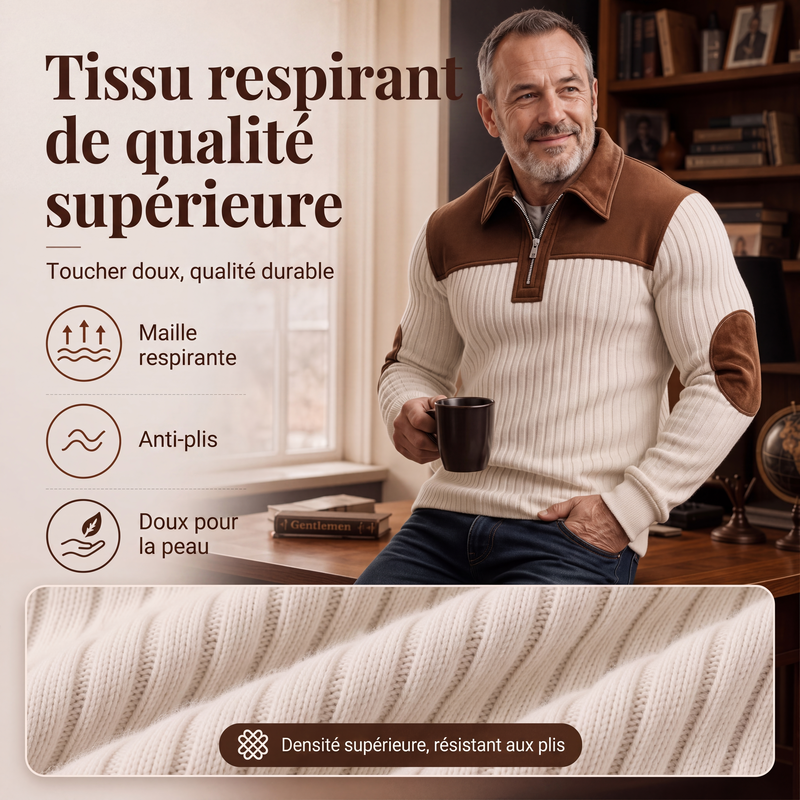 📢📢50% OFF!! ⏰ Men's half-zip corduroy-knit sweater
