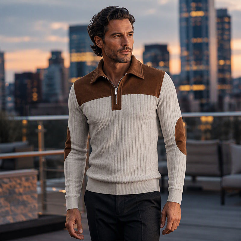 📢📢50% OFF!! ⏰ Men's half-zip corduroy-knit sweater