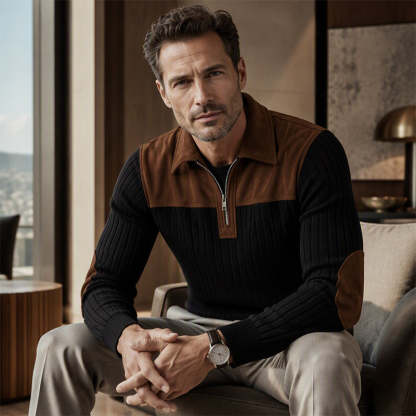 📢📢50% OFF!! ⏰ Men's half-zip corduroy-knit sweater