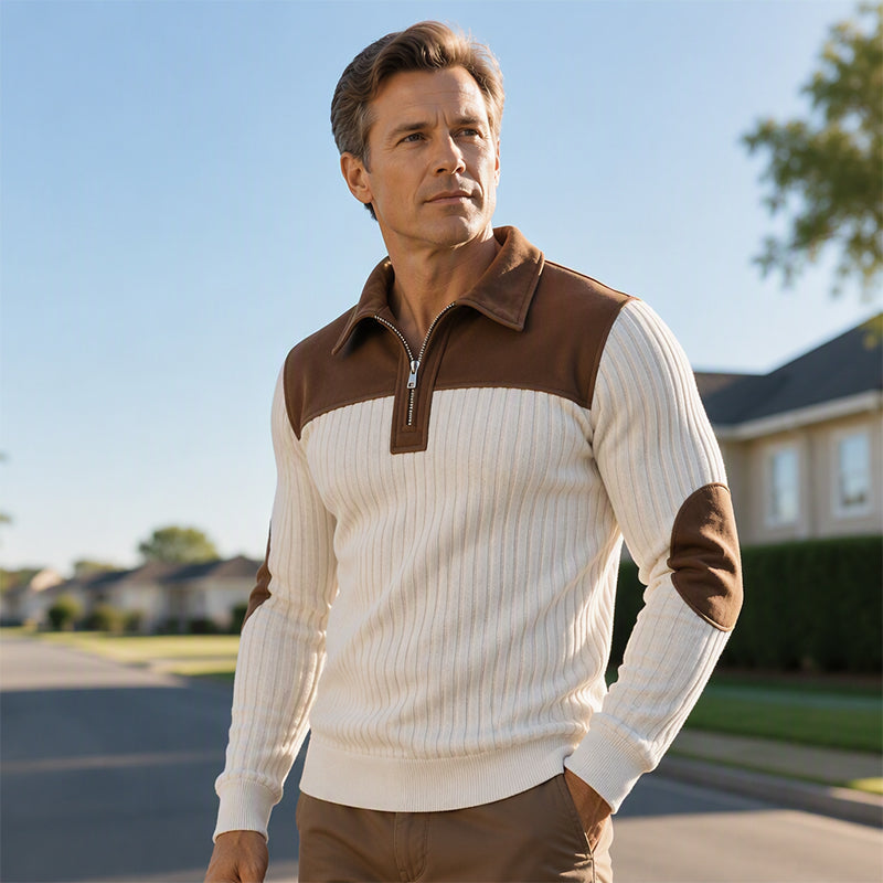 📢📢50% OFF!! ⏰ Men's half-zip corduroy-knit sweater