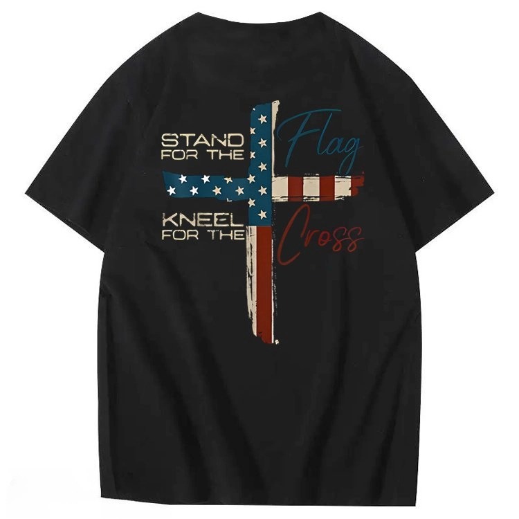 Stand For The Flag Kneel For The Cross 4th Of July T-Shirt