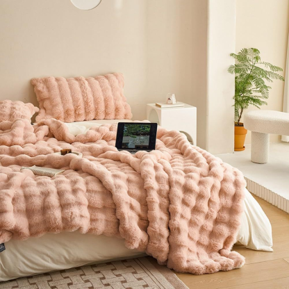 Fuzzy Faux Fur Throw Blanket, Warm Cozy Plush Fluffy Blankets, Colorful Lightweight Bed Blanket, Thick Cute Sofa Throw