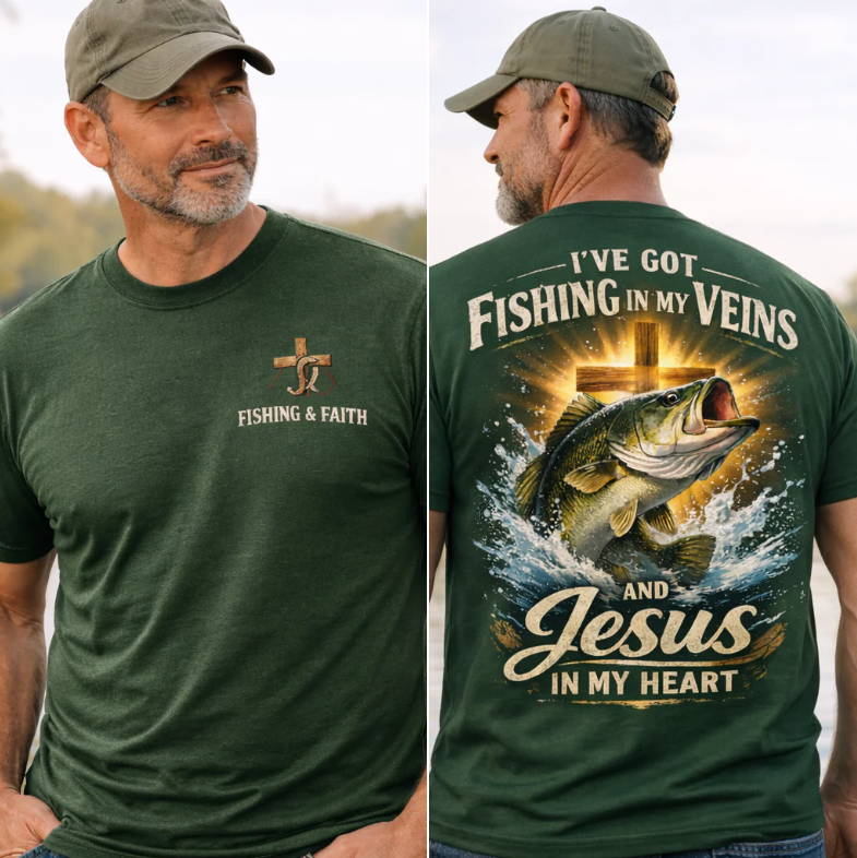 I've Got Fishing In My Veins And Jesus In My Heart T-Shirt
