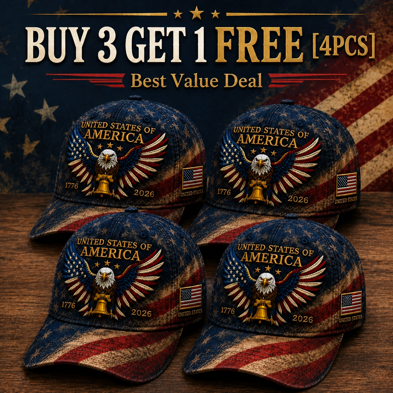 Premium Crafted USA Patriotic Eagle Cap