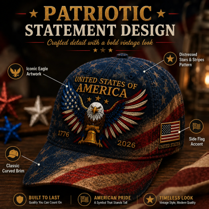 Premium Crafted USA Patriotic Eagle Cap