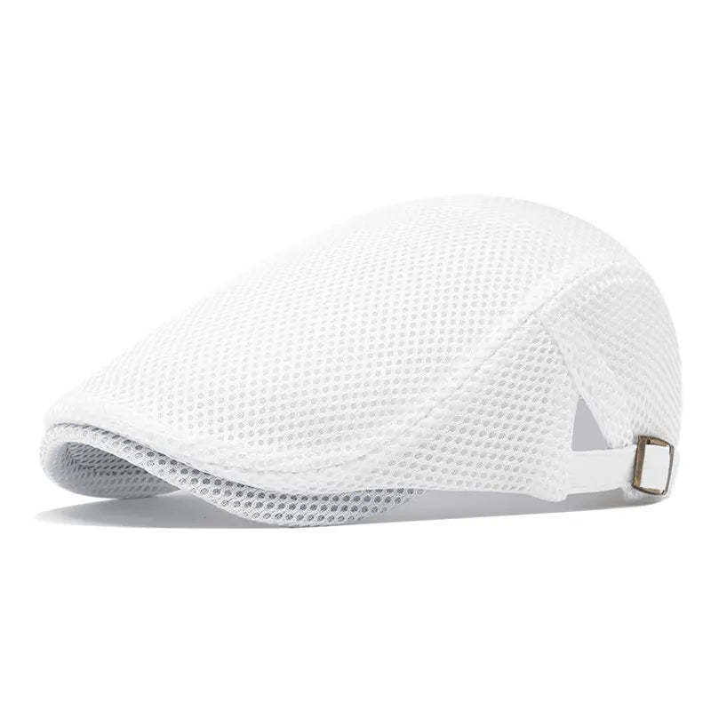 Men's Breathable Mesh Flat Cap – Adjustable Newsboy Ivy Beret Summer Hat