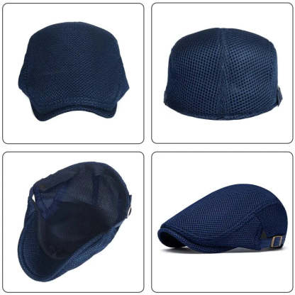 Men's Breathable Mesh Flat Cap – Adjustable Newsboy Ivy Beret Summer Hat