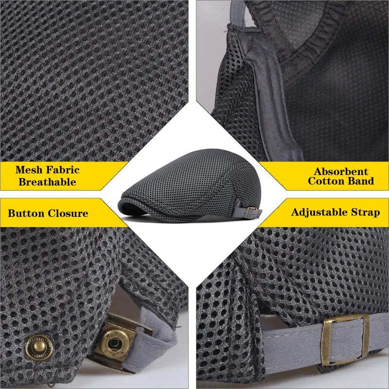 Men's Breathable Mesh Flat Cap – Adjustable Newsboy Ivy Beret Summer Hat