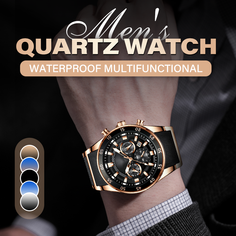 ✨ Men's Waterproof Multifunctional Quartz Watch – Chronograph Design, Luminous Hands & Stainless Steel 🌊
