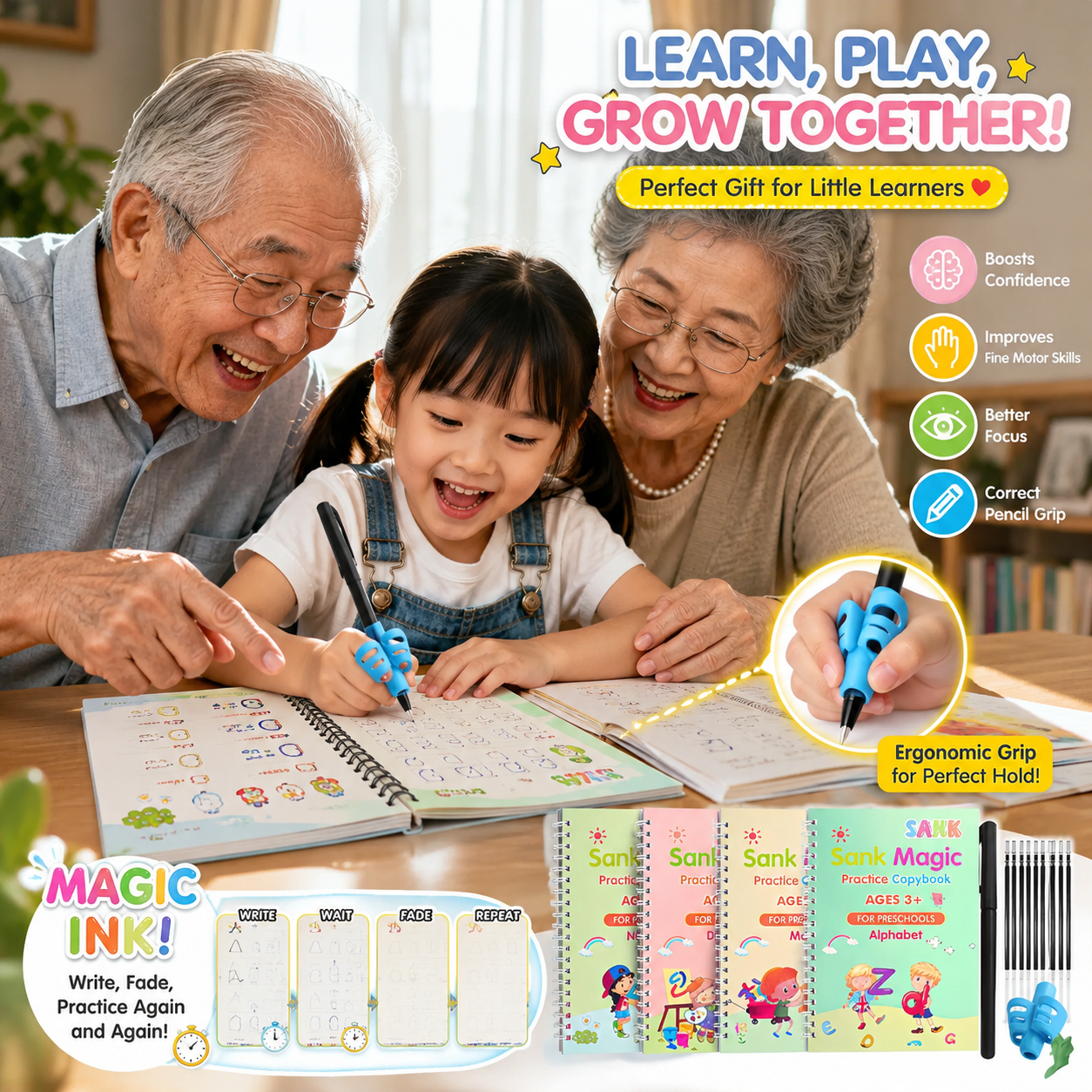 Kids Practice Copybook Set (4Pcs/Set)