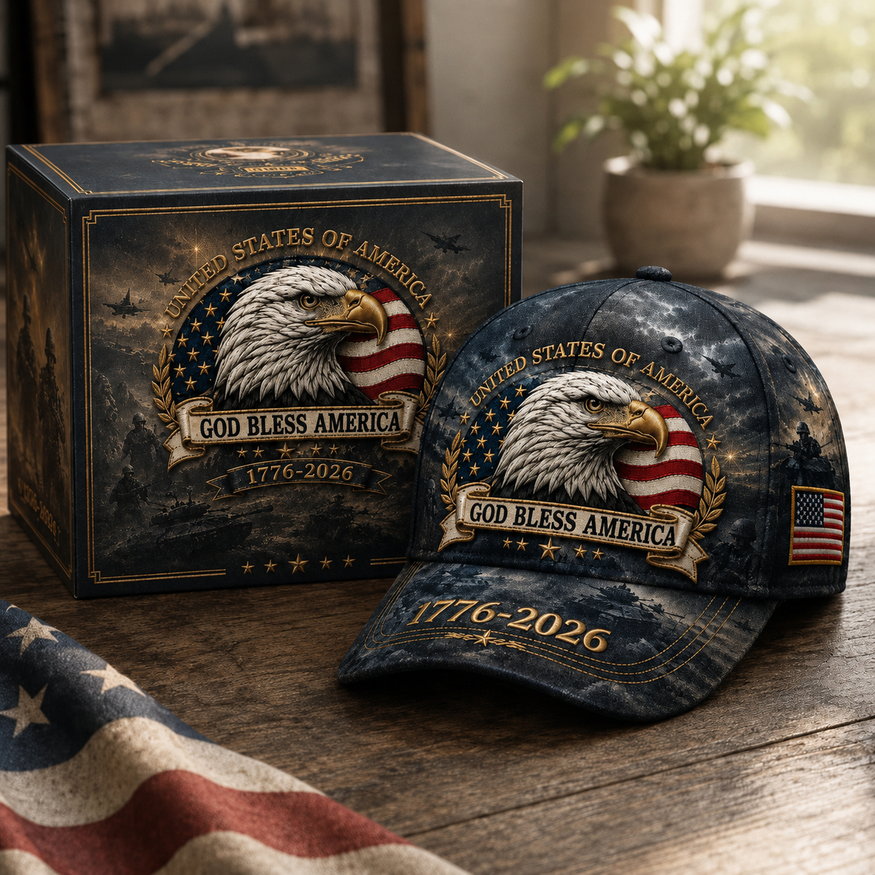 Printed Patriotic Vintage Baseball Hat – 1776–2026 American Tribute Edition