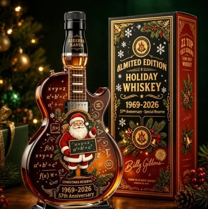 🎸Limited Edition Winter Reserve Design With 3D Guitar Shape, Amber Glow Finish & Festive Holiday Artwork 🥃✨