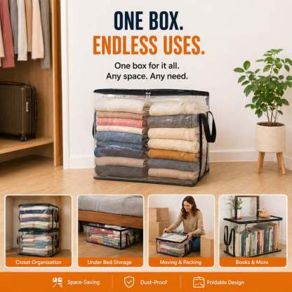 📦Large Heavy-Duty Thick Clear Storage Bag for Clothes, Moving & Storage