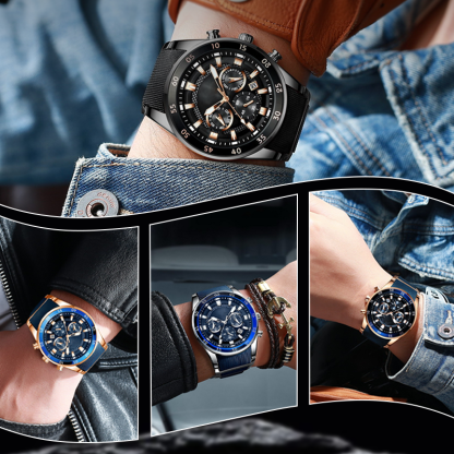 ✨ Men's Waterproof Multifunctional Quartz Watch – Chronograph Design, Luminous Hands & Stainless Steel 🌊